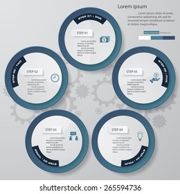 5 Steps chart template/graphic or website layout. Vector.