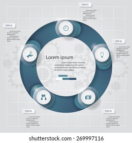 5 Steps chart template/graphic or website layout. Vector.
