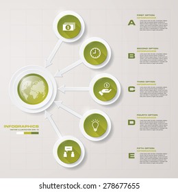 5 Steps chart template/graphic or website layout. Vector.