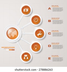 5 Steps chart template/graphic or website layout. Vector.