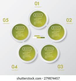 5 Steps chart template/graphic or website layout. Vector.