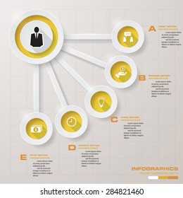5 Steps chart template/graphic or website layout. Vector.