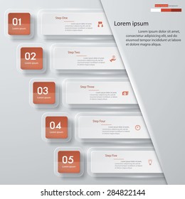 5 Steps chart template/graphic or website layout. Vector.