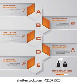5 Steps chart template/graphic or website layout. Vector.