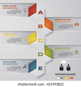 5 Steps chart template/graphic or website layout. Vector.
