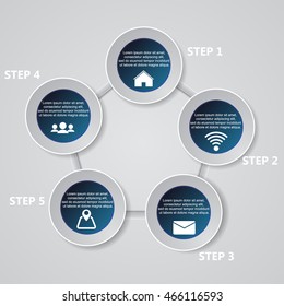 5 Steps chart template/graphic or website layout. Vector.