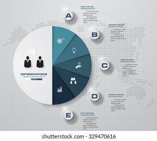 5 steps circle banners template/graphic or website layout. Vector.