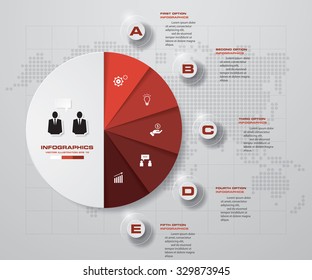 5 steps circle banners template/graphic or website layout. Vector.