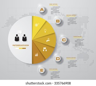 5 steps circle banners template/graphic or website layout. Vector.