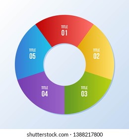 5 steps Circle chart, Circle infographic or Circular diagram