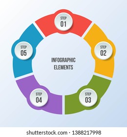 5 steps Circle chart, Circle infographic or Circular diagram