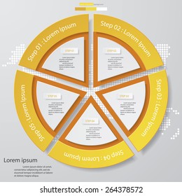 5 Steps in circle chart template/graphic or website layout. Vector. 