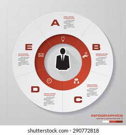 5 steps circle diagram. Design clean number banners template/tags or website layout. Vector.