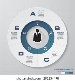 5 steps circle diagram. Design clean number banners template/tags or website layout. Vector.