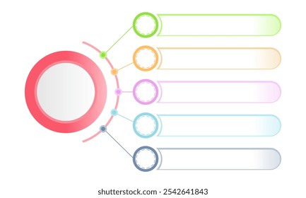 5-stufige Kreis-Infografik-Vorlage für Prozessdiagramm, Präsentationen, Workflow. Vektorgrafik einzeln auf weißem Hintergrund.