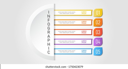 5 steps colorful infographic template for presentation, process, workflow.