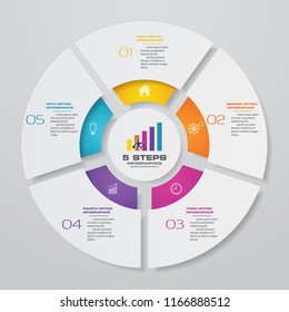 5 steps cycle chart infographics elements. EPS 10.