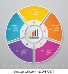 5 steps cycle chart infographics elements. EPS 10.