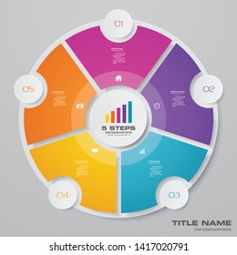 5 steps cycle chart infographics elements for data presentation. EPS 10.	
