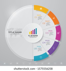 5 steps cycle chart infographics elements for data presentation. EPS 10.	