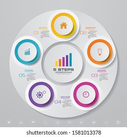 5 steps cycle chart infographics elements for data presentation. EPS 10.