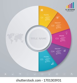 5 steps cycle chart infographics elements for data presentation. EPS 10.	
