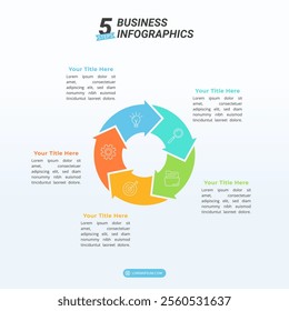 5 Steps Cycle Infographic for Business Presentation, Poster, Banner and Booklet.