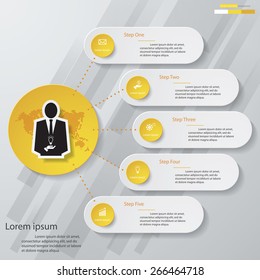 5 Steps Design clean number banners template/graphic or website layout. Vector.