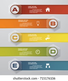 5 steps design clean number banners template/graphic or website layout. Vector.