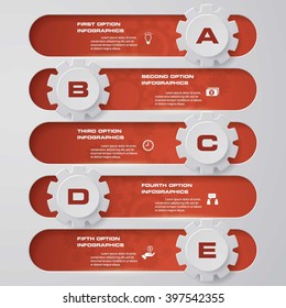 5 steps with gear shape infographic template. EPS10.
