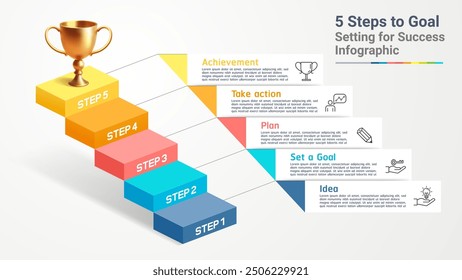 5 steps to goal timeline infographic data template background