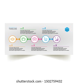 5 Steps Horizontal Timeline Infographics