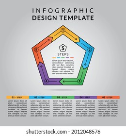 5 steps info graphic design template. Modern infographic template. 5 steps of infographic can be used for business purpose.