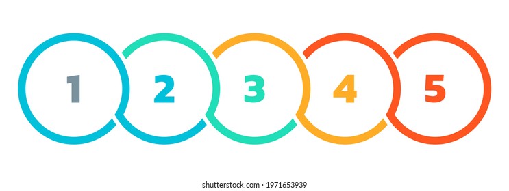 5 steps infograph. Business process info graphic template with 5 numbers in abstract circles. Modern timeline infographics for presentation, layout, flow chart. Vector illustration.