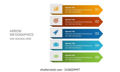 5 Steps Infographic Arrow Bars Design Vector