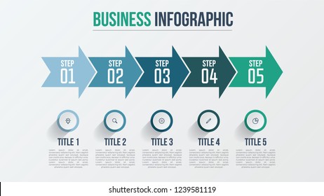 5 steps infographic arrows, processes, options. timeline business presentation template vector. 