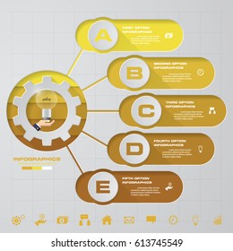 5 Steps Infographic Design Elements for Your Business Vector Illustration.