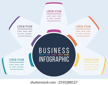 5 Steps Infographic design 5 steps, objects, elements or Options infographic business information template