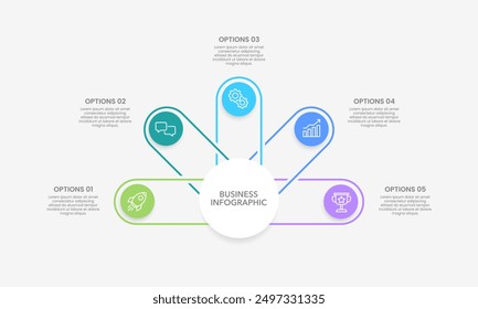 5 Steps infographic design template to success. Cycle, Diagram, Annual report, Banner, Business presentation and Organization. Vector illustration.