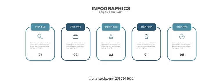 5 steps infographic design template with icons