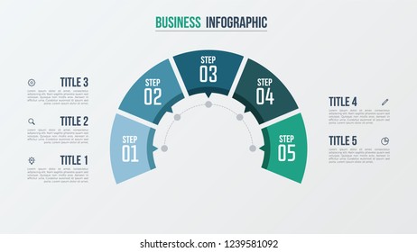 5 steps infographic element, options, parts, processes, work flow. Business presentation template vector.