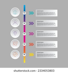 5 steps infographic flowchart design vector template