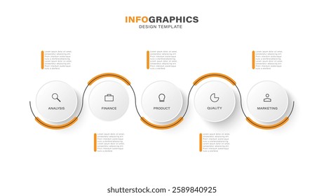 5 steps infographic flowchart design template