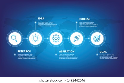 5 steps infographic with light blue circles