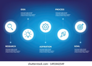 5 steps infographic with light blue circles