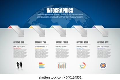 5 Steps Infographic Template. Can Be Used For Workflow Layout, Diagram, Number Options