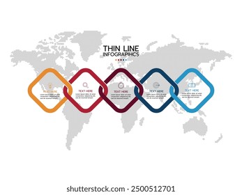 5 Steps infographic template. Concept Road to success with icons.