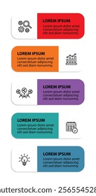 5 steps infographic template with 5 options. Flowchart that can be used for business report, data visualization and presentation. Timeline infographic elements vector illustration.