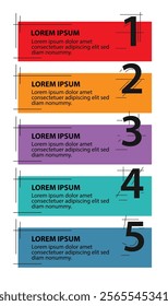 5 steps infographic template with 5 options. Flowchart that can be used for business report, data visualization and presentation. Timeline infographic elements vector illustration.