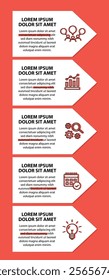 5 steps infographic template with 5 options. Flowchart that can be used for business report, data visualization and presentation. Timeline infographic elements vector illustration.